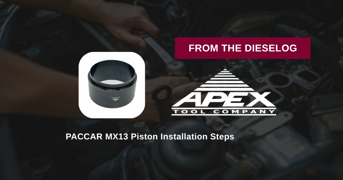 Step-by-step close up layout of ATC 7900 tapered sleeve positioned over a PACCAR MX13 cylinder liner bore